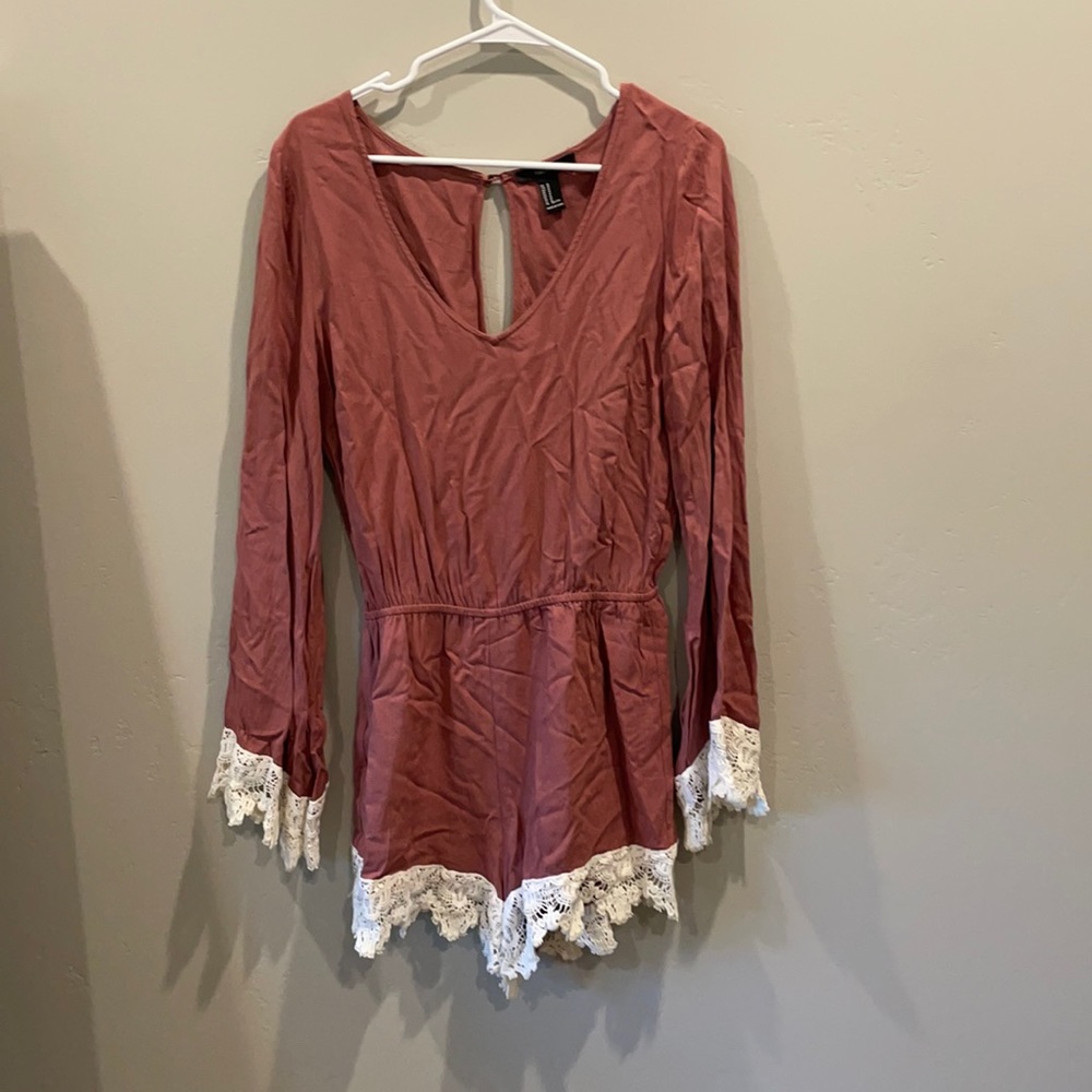 Forever 21 Pink Romper with Lace Detail